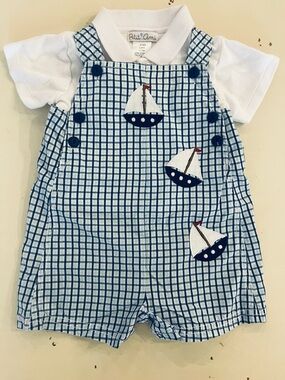 Petit Ami traditional embroidered sailboat romper, 6m